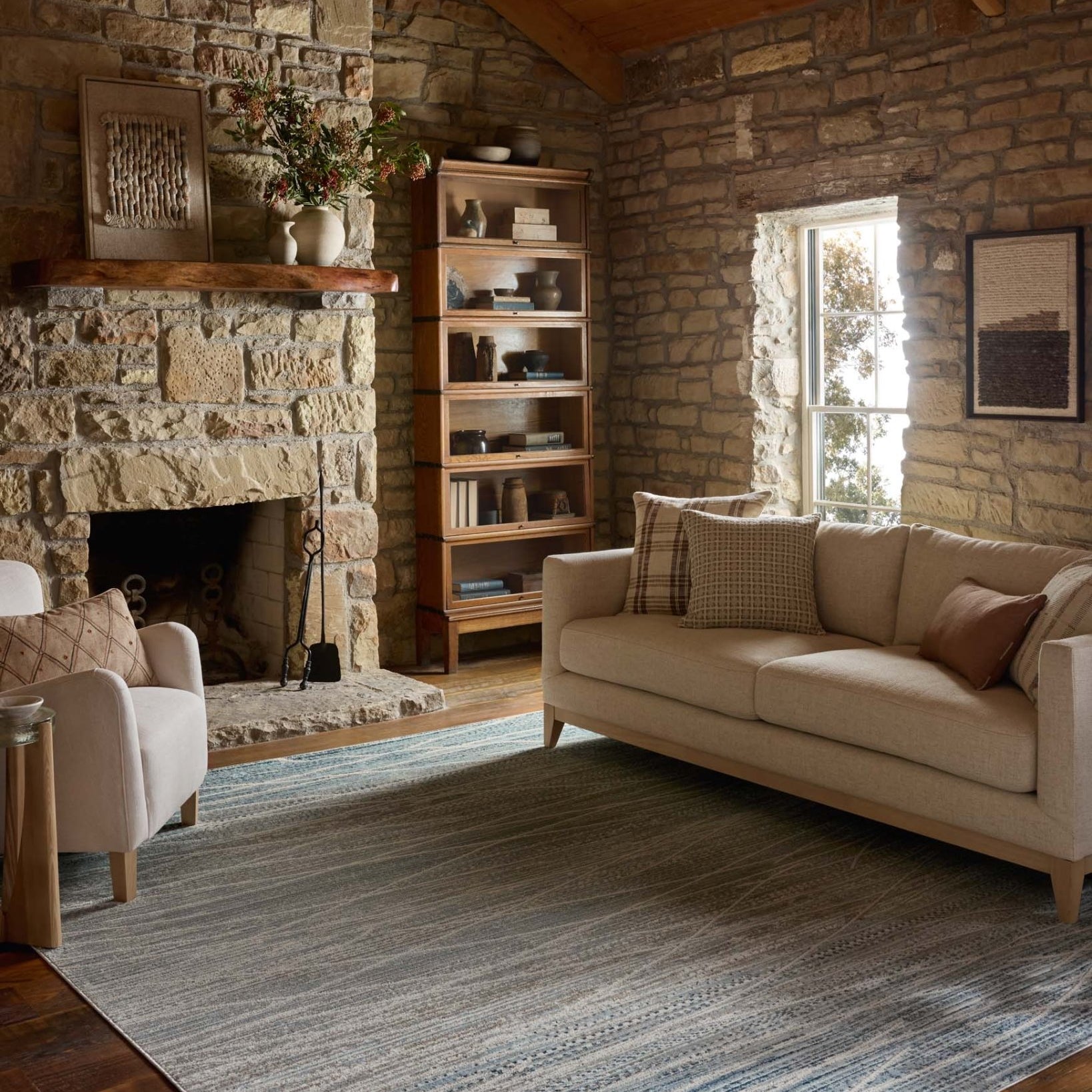 Loloi II Townes Natural / Sky Rug White Cliff Studio Area Rugs