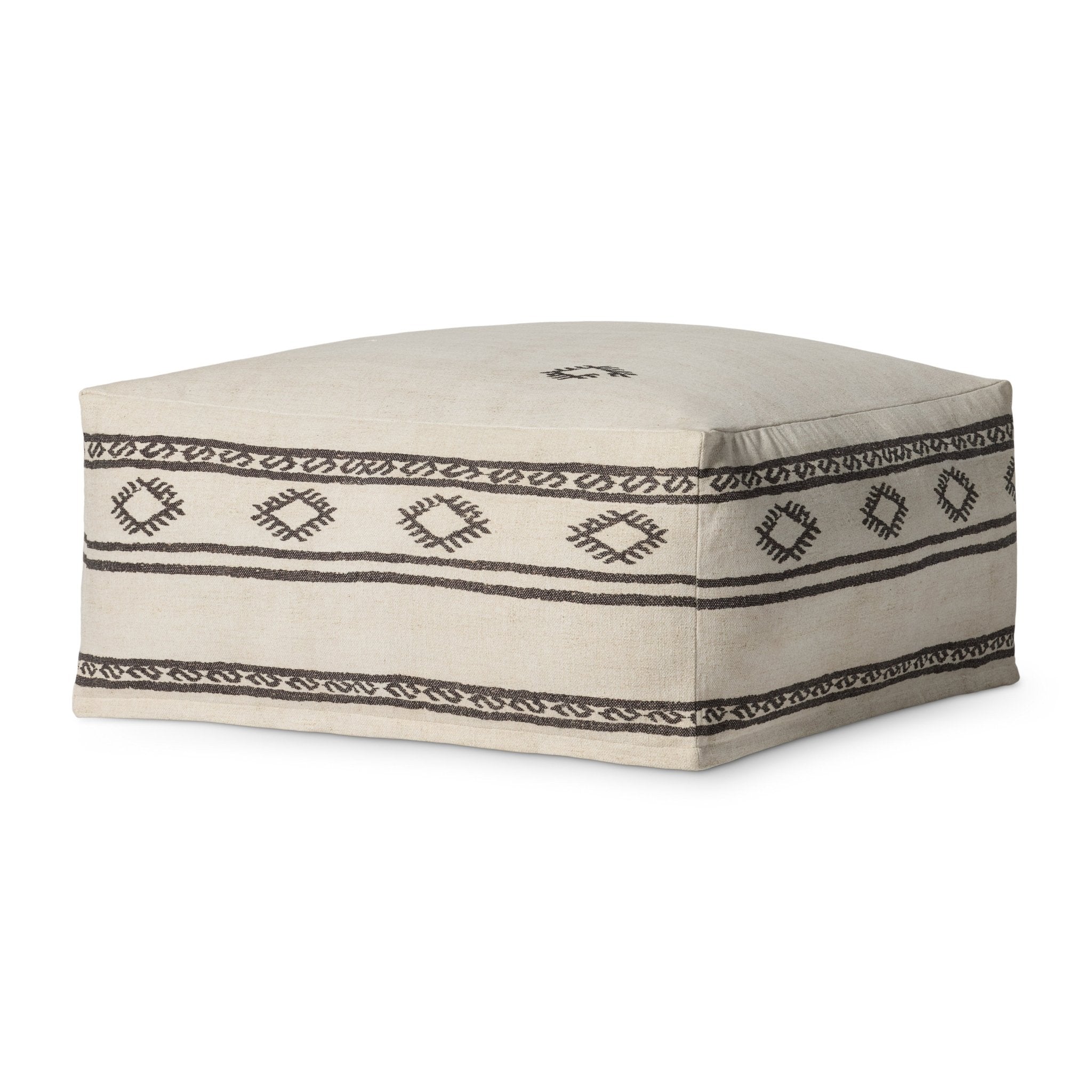 Loloi Ivory / Brown Pouf White Cliff Studio Pouf