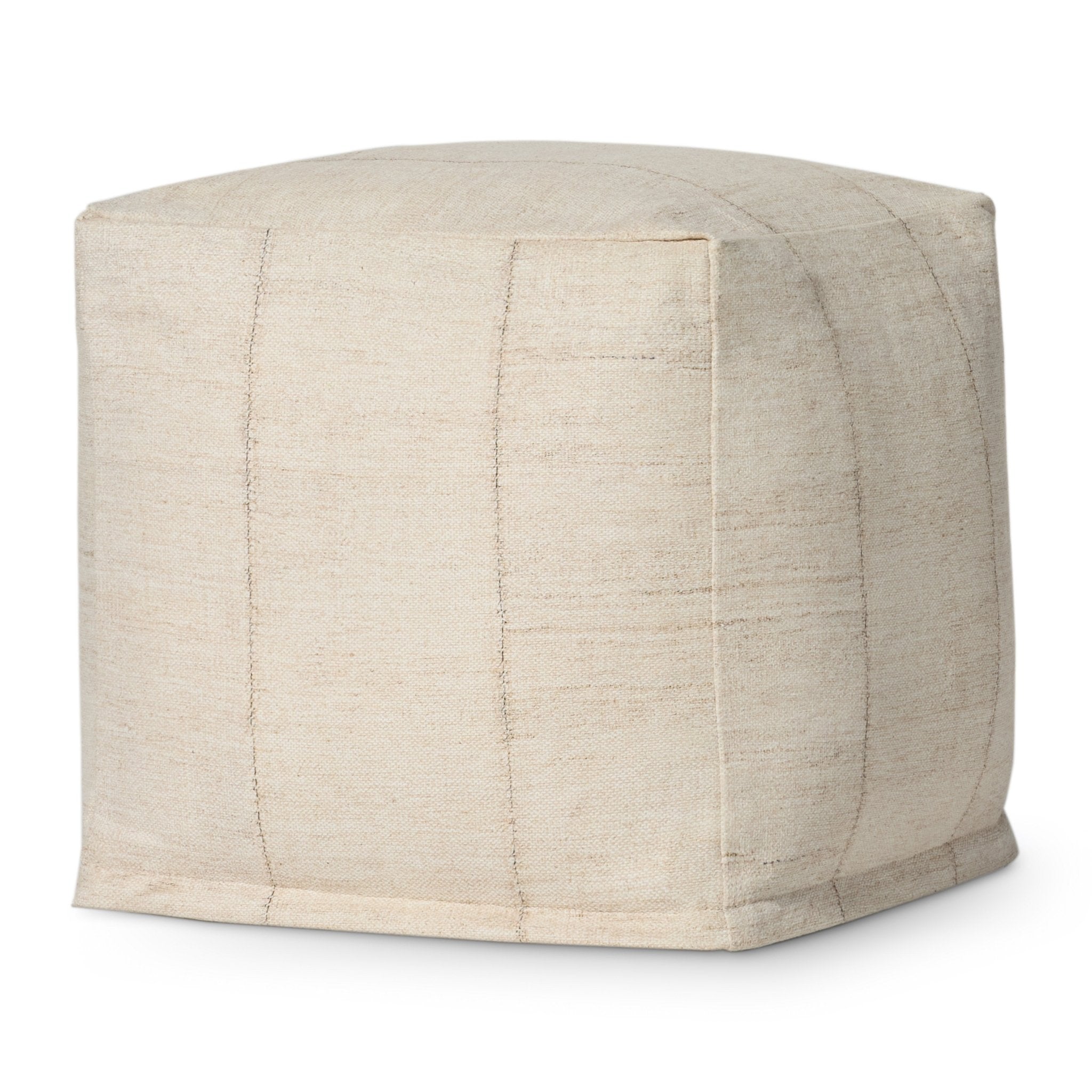 Loloi Ivory Pouf White Cliff Studio Pouf