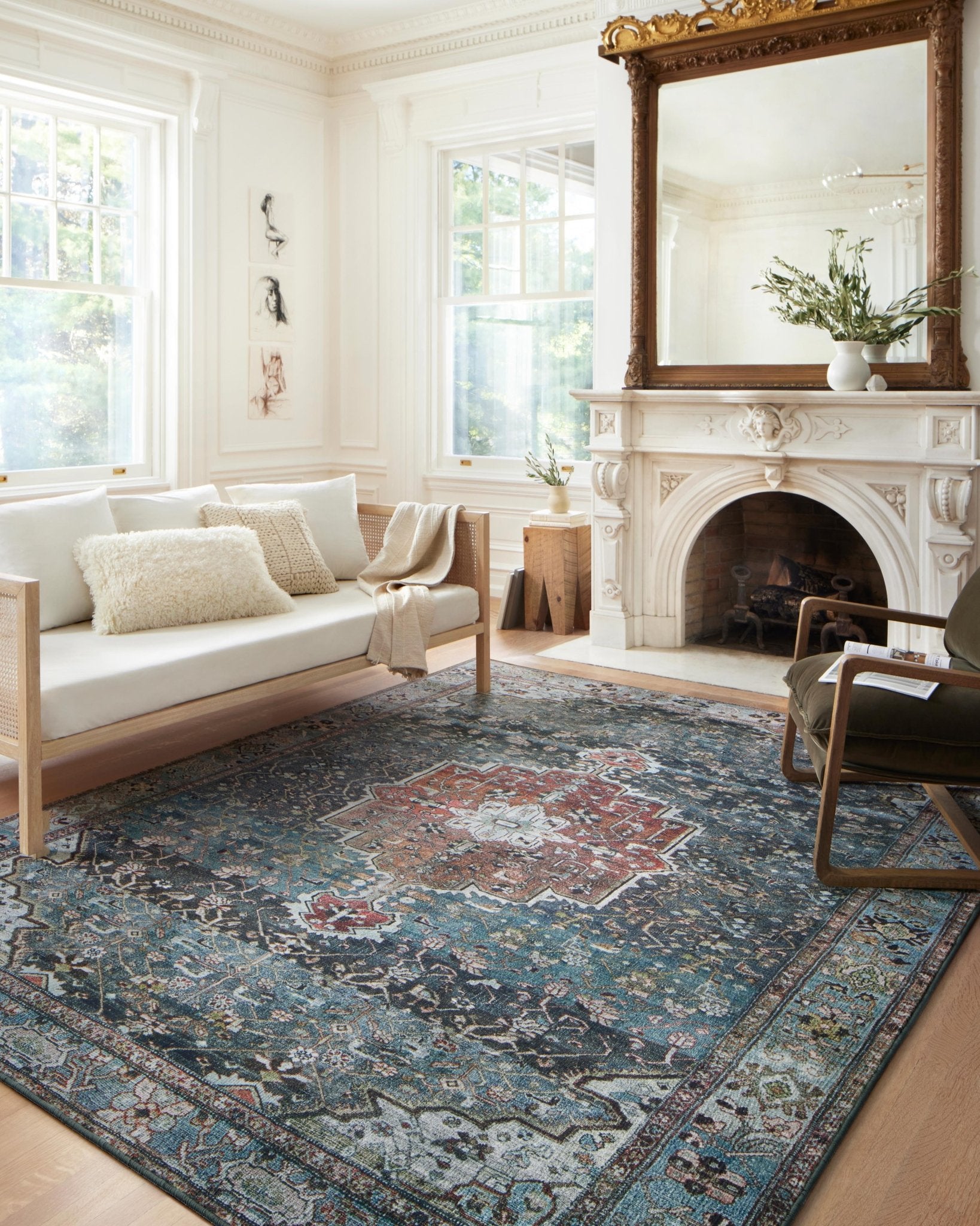 Loloi Margot Ocean / Brick Sample Rug White Cliff Studio Sample Rug