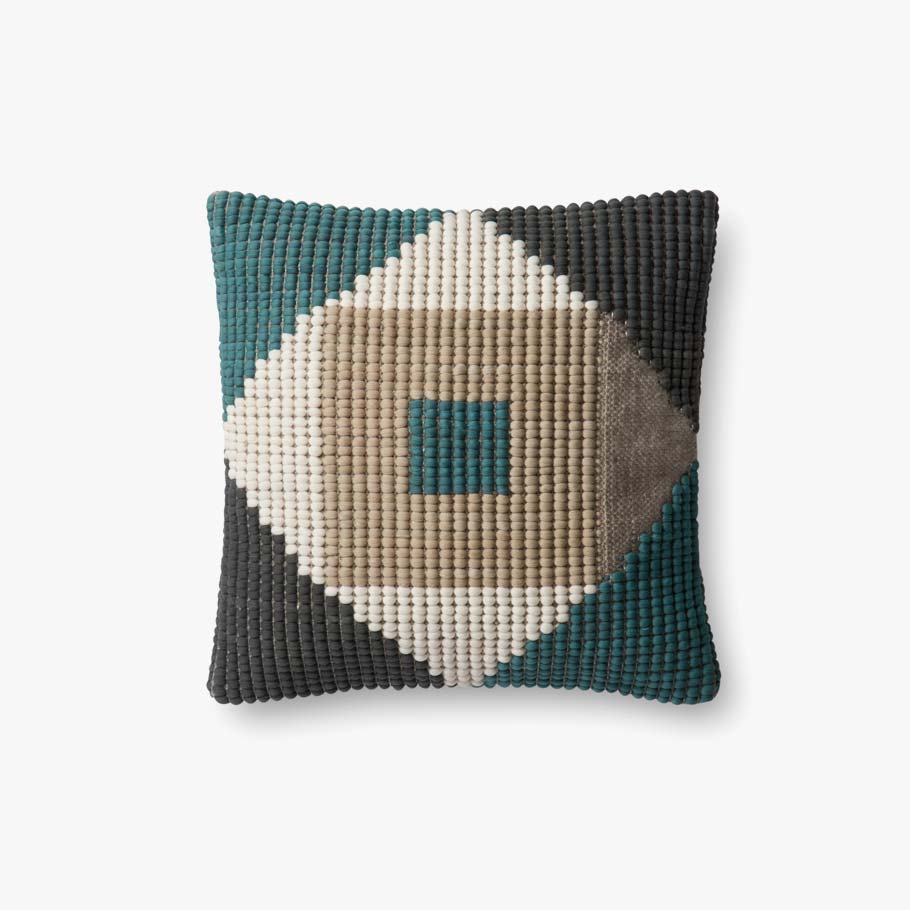 Loloi P0505 Teal / Multi Pillow White Cliff Studio Throw Pillows
