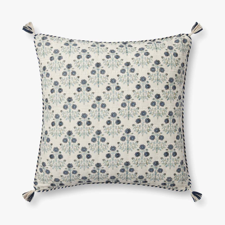 Loloi PLL0114 Blue / Multi Pillow White Cliff Studio Throw Pillows