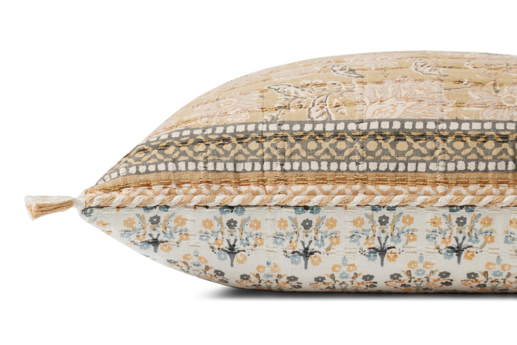 Loloi PLL0116 Wheat / Multi 16'' x 26'' Pillow White Cliff Studio Floral Pillows