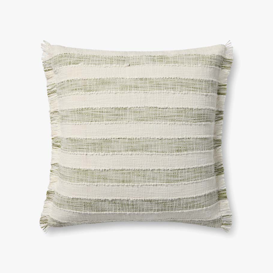 Loloi PLL0134 Green / Ivory Pillow White Cliff Studio Throw Pillows