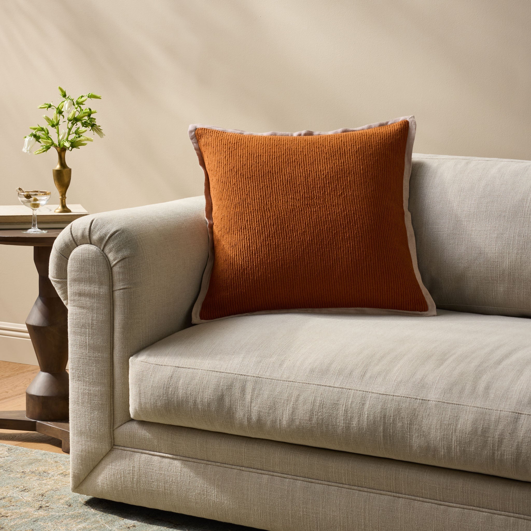 Loloi PLL0207 Rust Pillow White Cliff Studio Throw Pillows