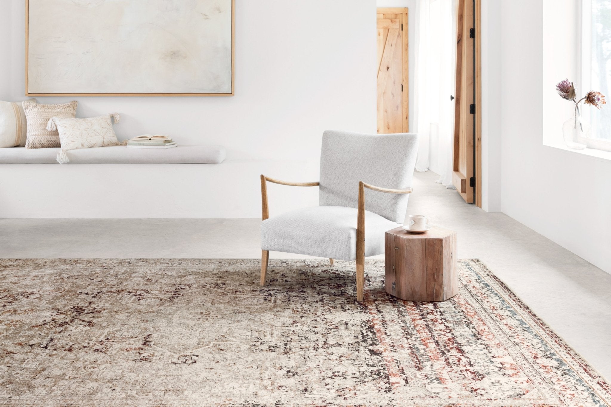 Loloi Theia Taupe / Brick Area Rug White Cliff Studio Area Rug