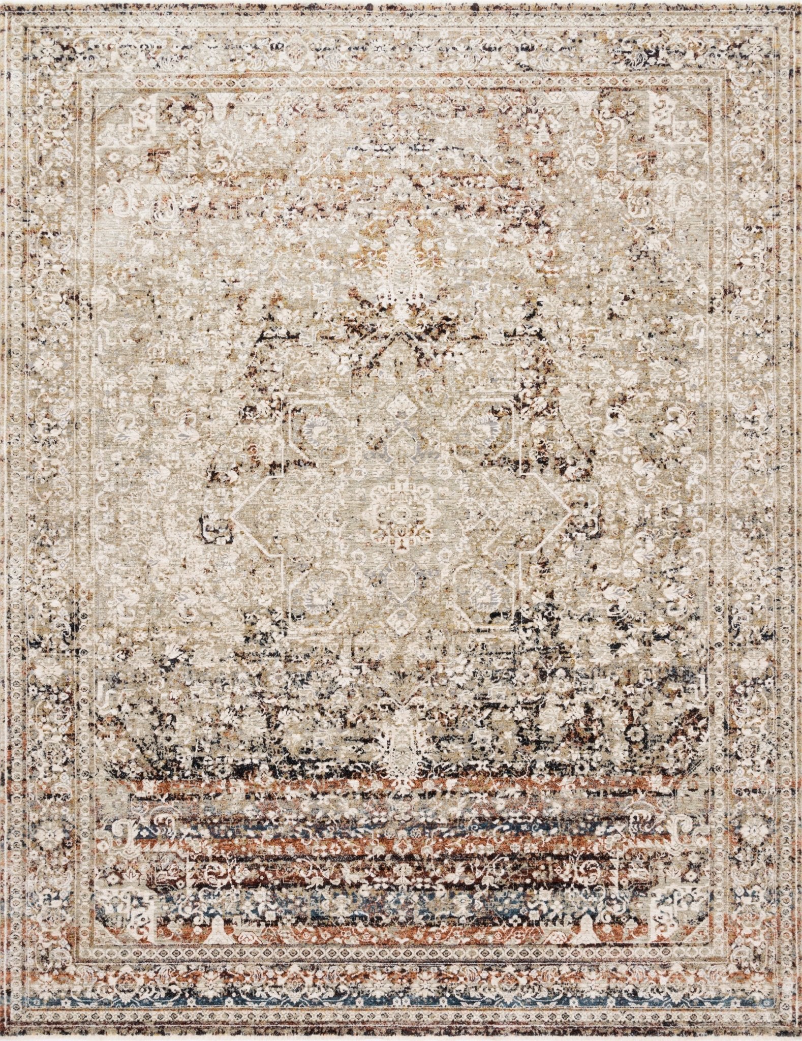 Loloi Theia Taupe / Brick Area Rug White Cliff Studio Area Rug