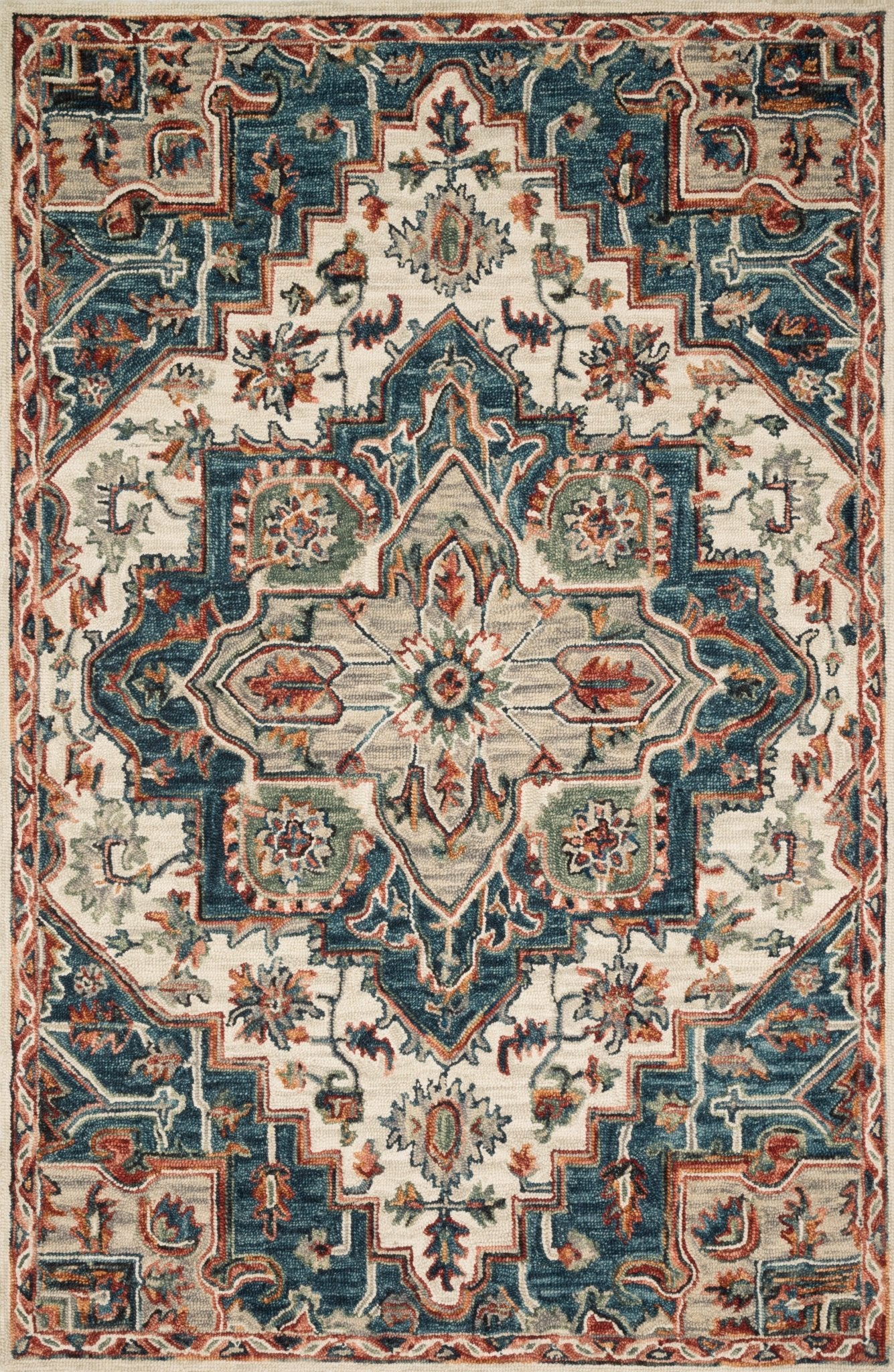Loloi Victoria Blue / Red Sample Rug White Cliff Studio Sample Rug