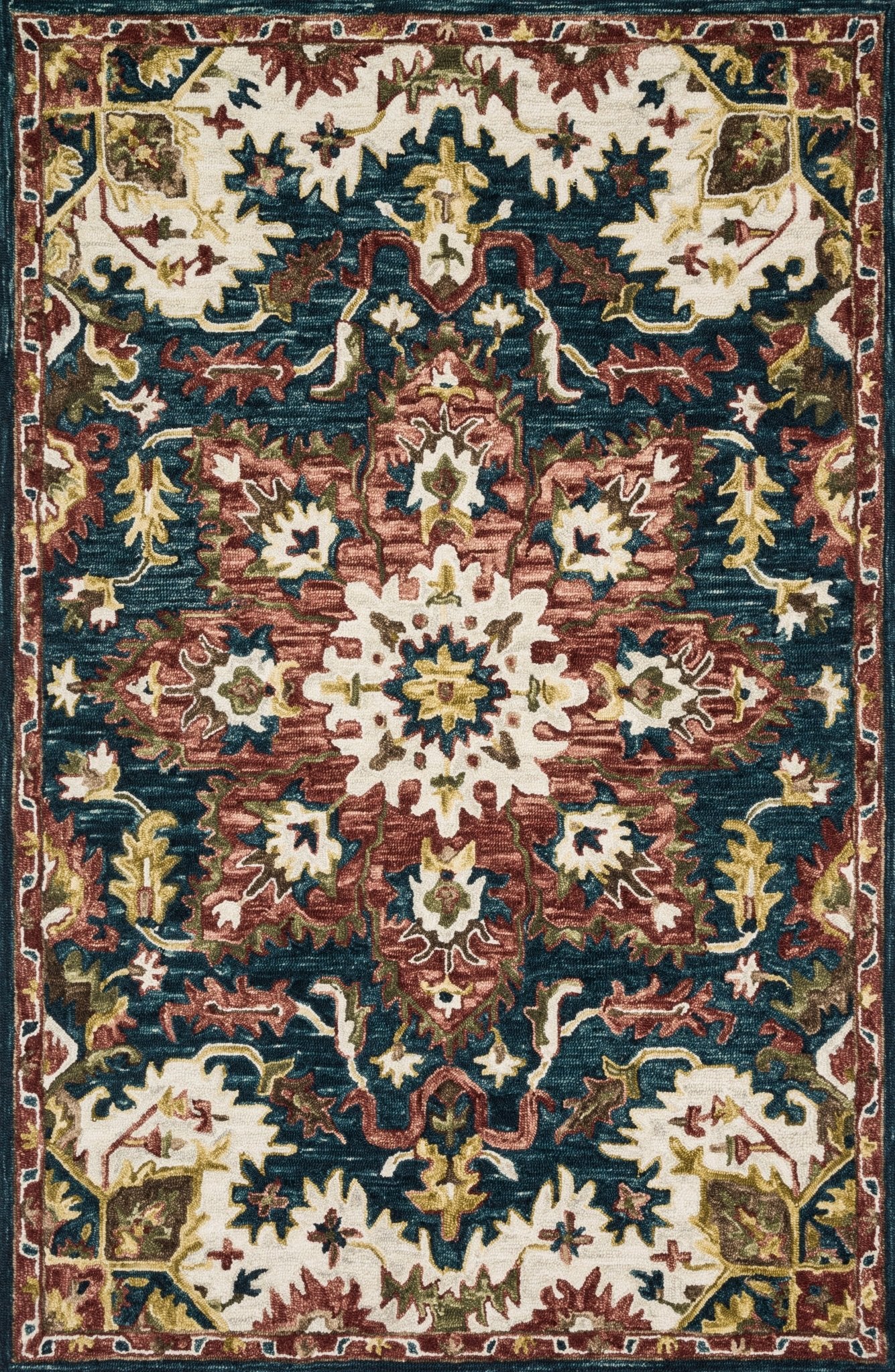 Loloi Victoria Teal / Raspberry Sample Rug White Cliff Studio Sample Rug