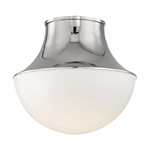 Lottie Flush Mount in Polished Nickel, Large White Cliff Studio Flush Mount