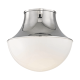 Lottie Flush Mount in Polished Nickel, Large White Cliff Studio Flush Mount