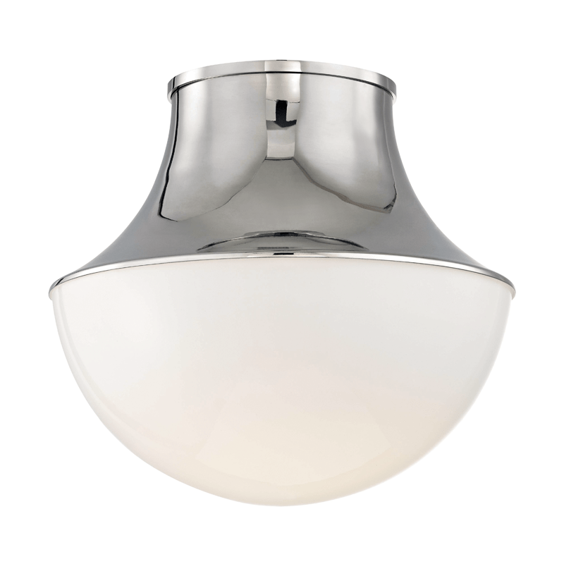Lottie Flush Mount in Polished Nickel, Large White Cliff Studio Flush Mount