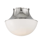 Lottie Flush Mount in Polished Nickel, Small White Cliff Studio Flush Mount