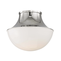 Lottie Flush Mount in Polished Nickel, Small White Cliff Studio Flush Mount