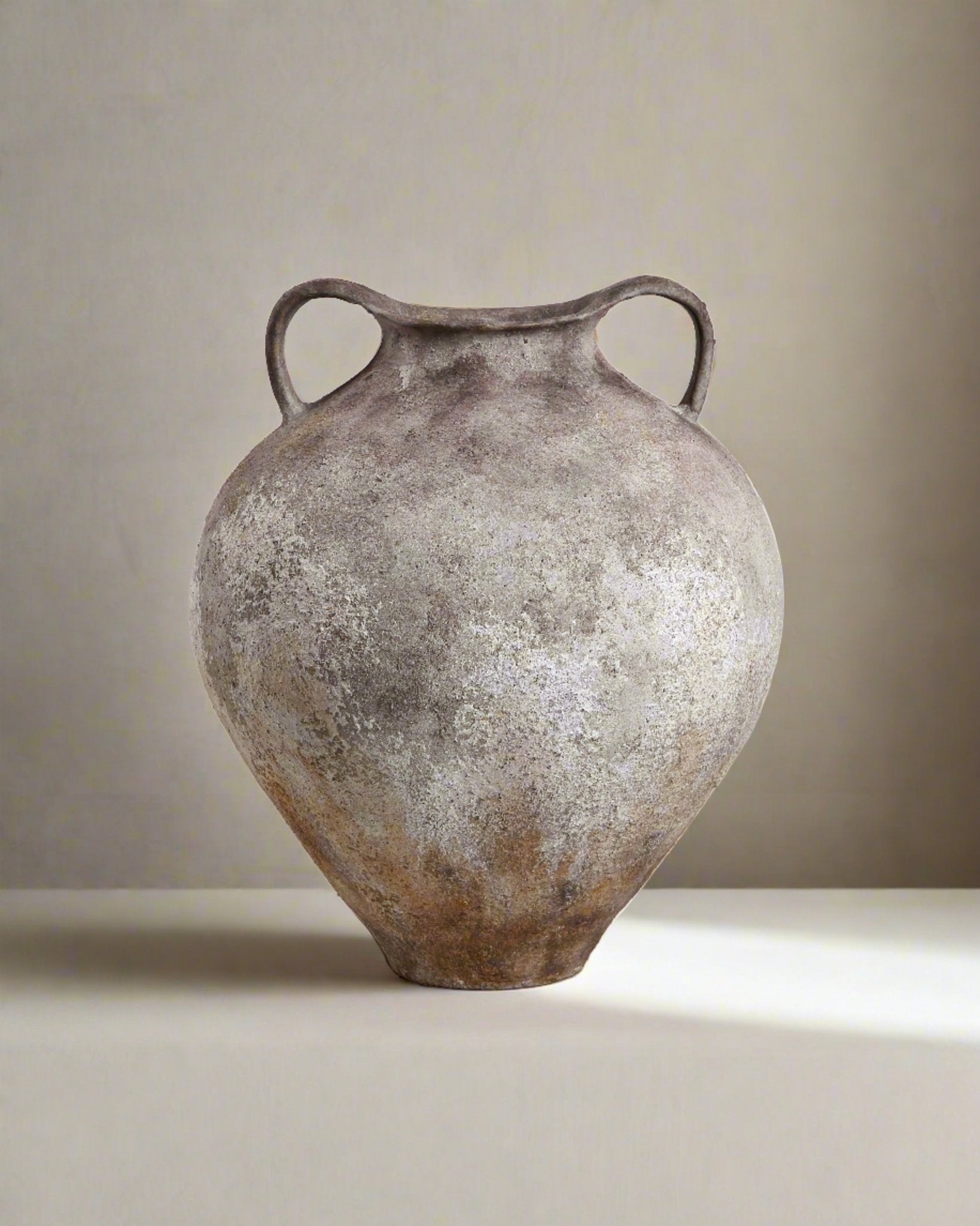 Lucero Textured Stone Vase - White Rustic Contemporary 21.6H