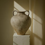 Lucero Textured Stone Vase - White Rustic Contemporary 21.6H