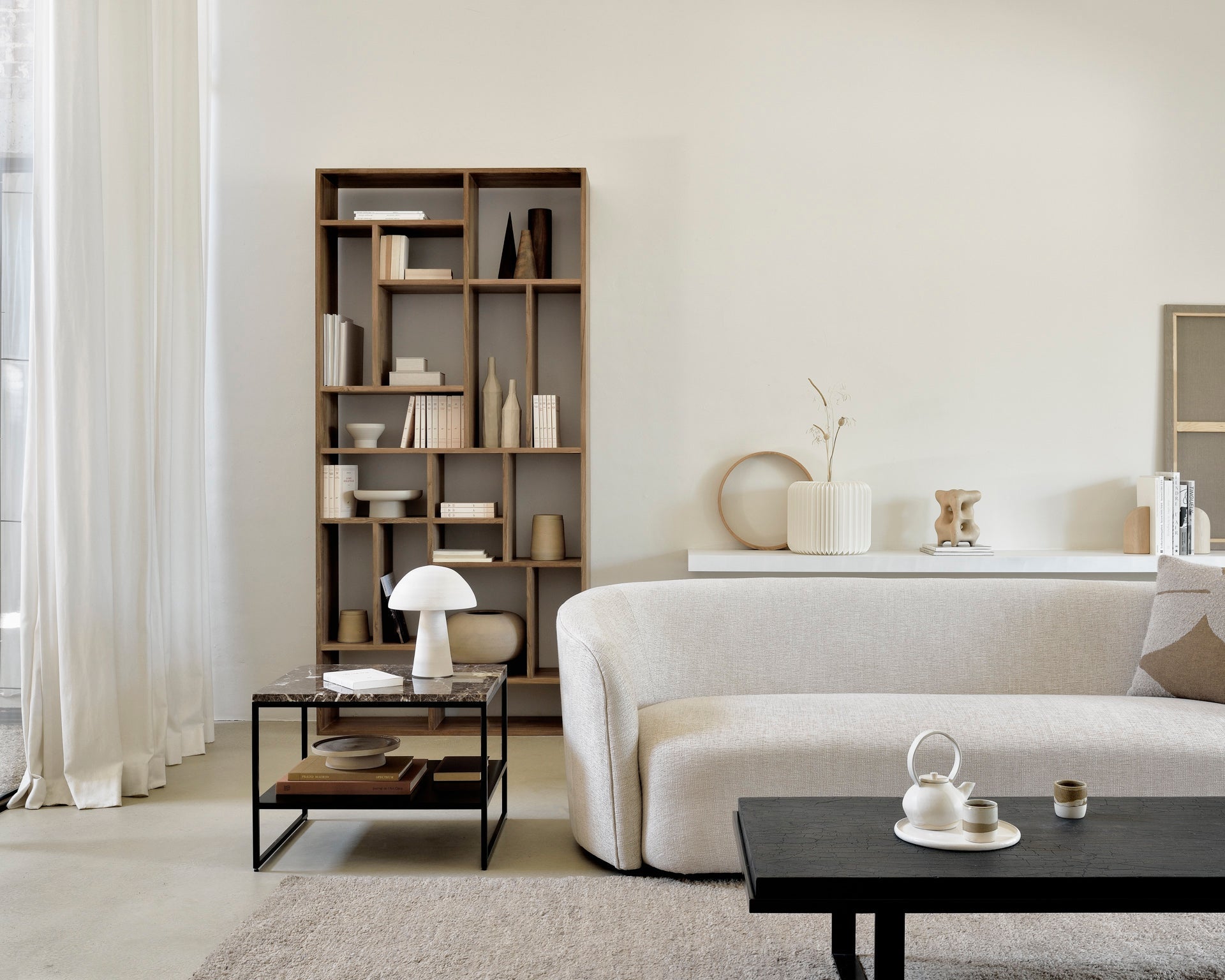 M rack - teak White Cliff Studio Wall Shelf