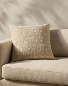 Magnolia Home by Joanna Gaines x Loloi Bryn PMH0062 Beige 22'' x 22'' Cover Only Pillow White Cliff Studio Patterned Pillows