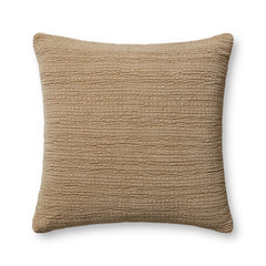 Magnolia Home by Joanna Gaines x Loloi Gale PMH0050 Latte 22'' x 22'' Cover Only Pillow White Cliff Studio Solid Pillows