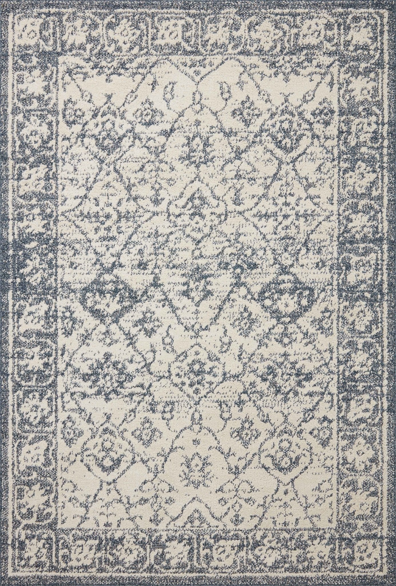 Magnolia Home by Joanna Gaines x Loloi Gigi Ivory / Blue 18" x 18" Sample Rug White Cliff Studio Area Rugs