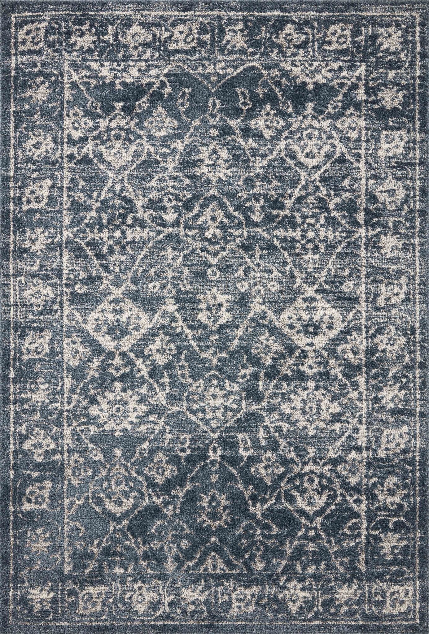 Magnolia Home by Joanna Gaines x Loloi Gigi Navy / Stone 18" x 18" Sample Rug White Cliff Studio Area Rugs