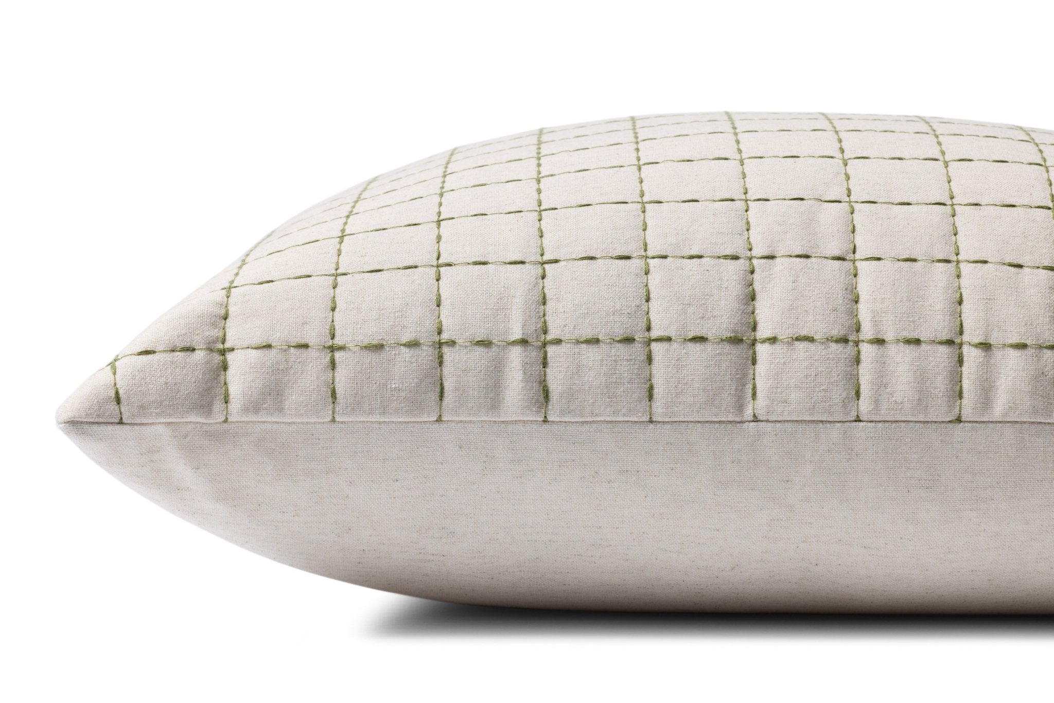 Magnolia Home by Joanna Gaines x Loloi Hattie Natural / Green 22'' x 22'' Cover Only White Cliff Studio Throw Pillows