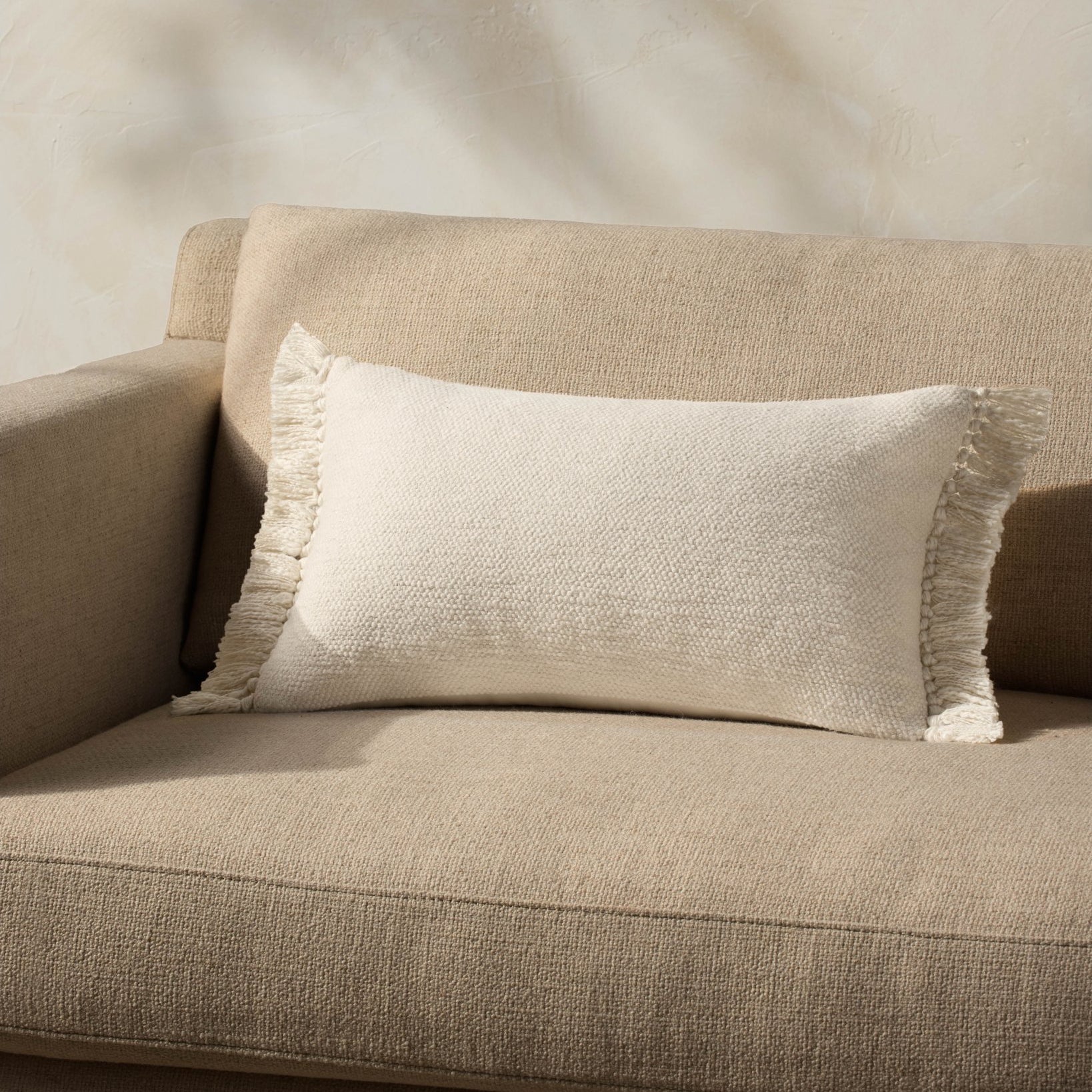 Magnolia Home by Joanna Gaines x Loloi Jett PMH0063 Ivory 13'' x 21'' Cover Only Pillow