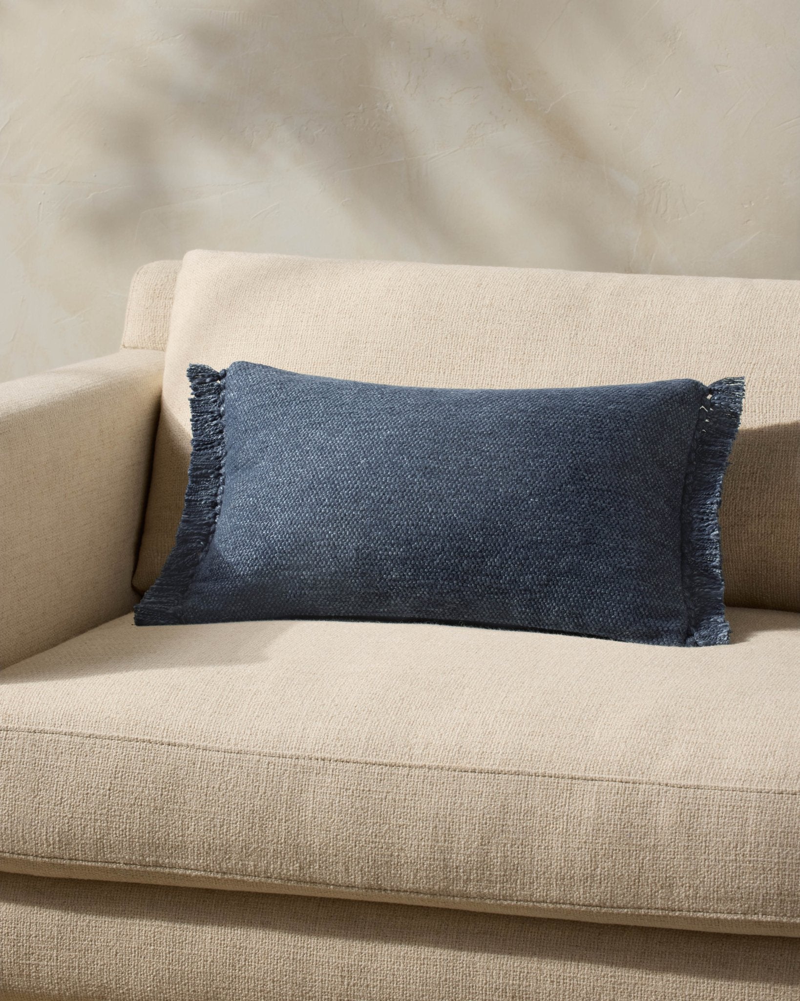 Magnolia Home by Joanna Gaines x Loloi Jett PMH0063 Navy 13'' x 21'' Cover Only White Cliff Studio Throw Pillows