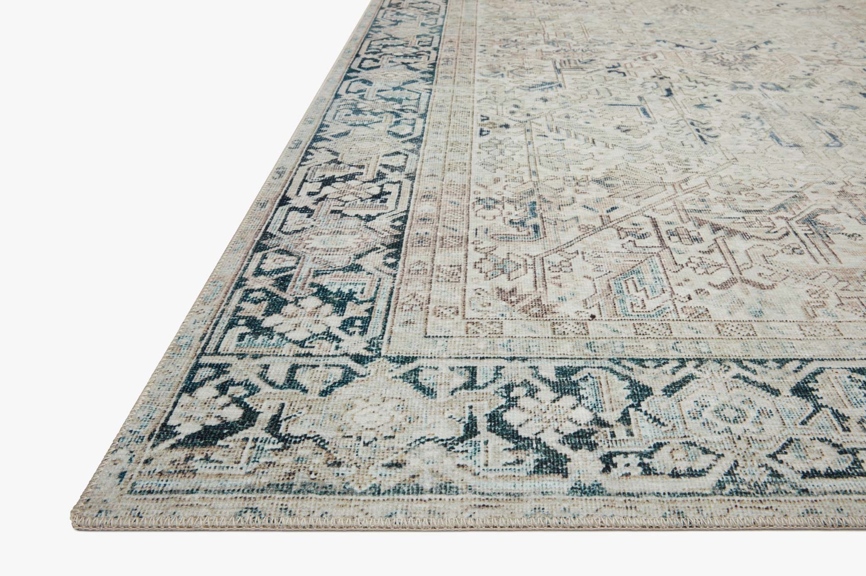 Magnolia Home by Joanna Gaines x Loloi Lenna Natural / Denim Rug White Cliff Studio Area Rugs