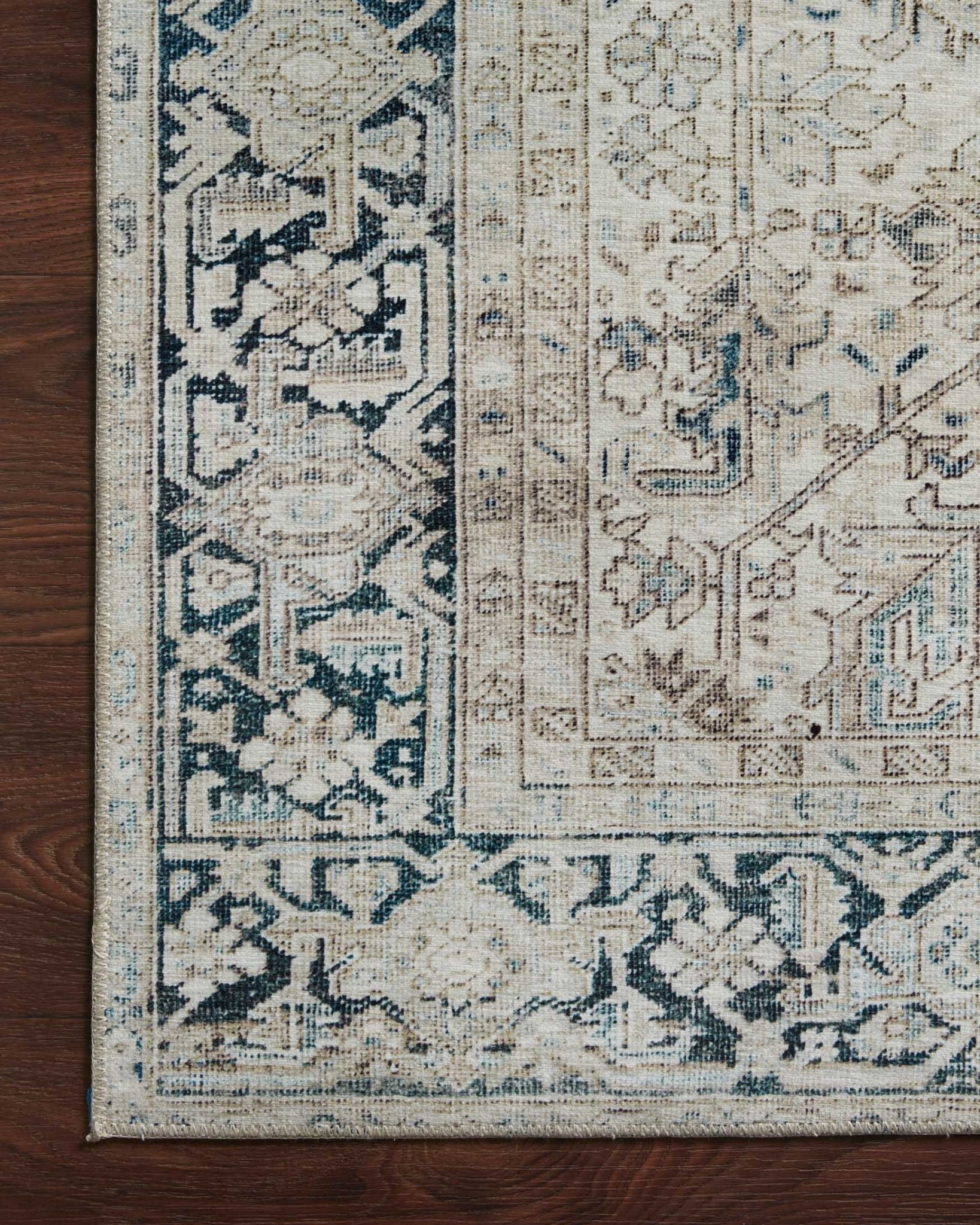 Magnolia Home by Joanna Gaines x Loloi Lenna Natural / Denim Rug White Cliff Studio Area Rugs