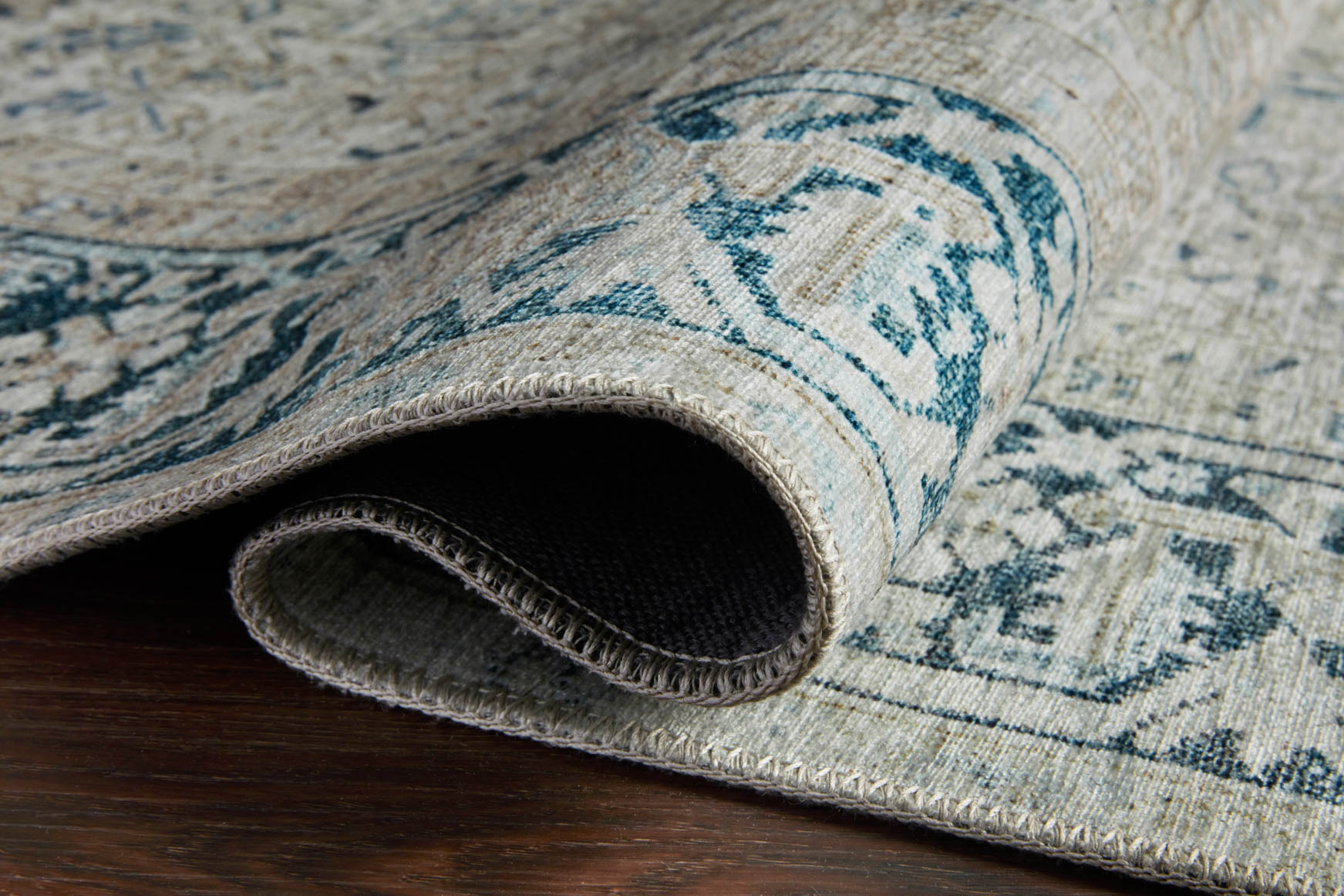 Magnolia Home by Joanna Gaines x Loloi Lenna Natural / Denim Rug White Cliff Studio Area Rugs