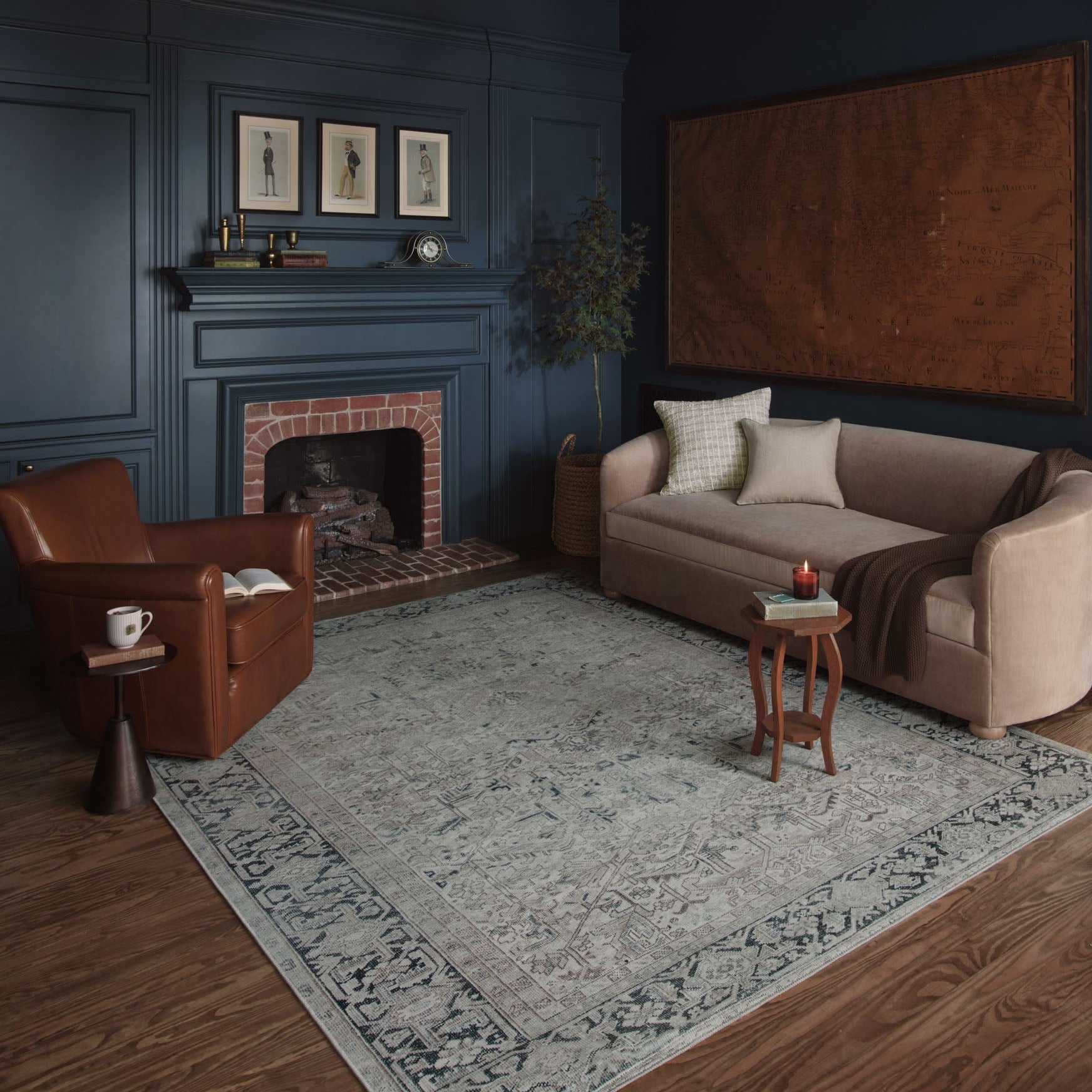 Magnolia Home by Joanna Gaines x Loloi Lenna Natural / Denim Rug White Cliff Studio Area Rugs