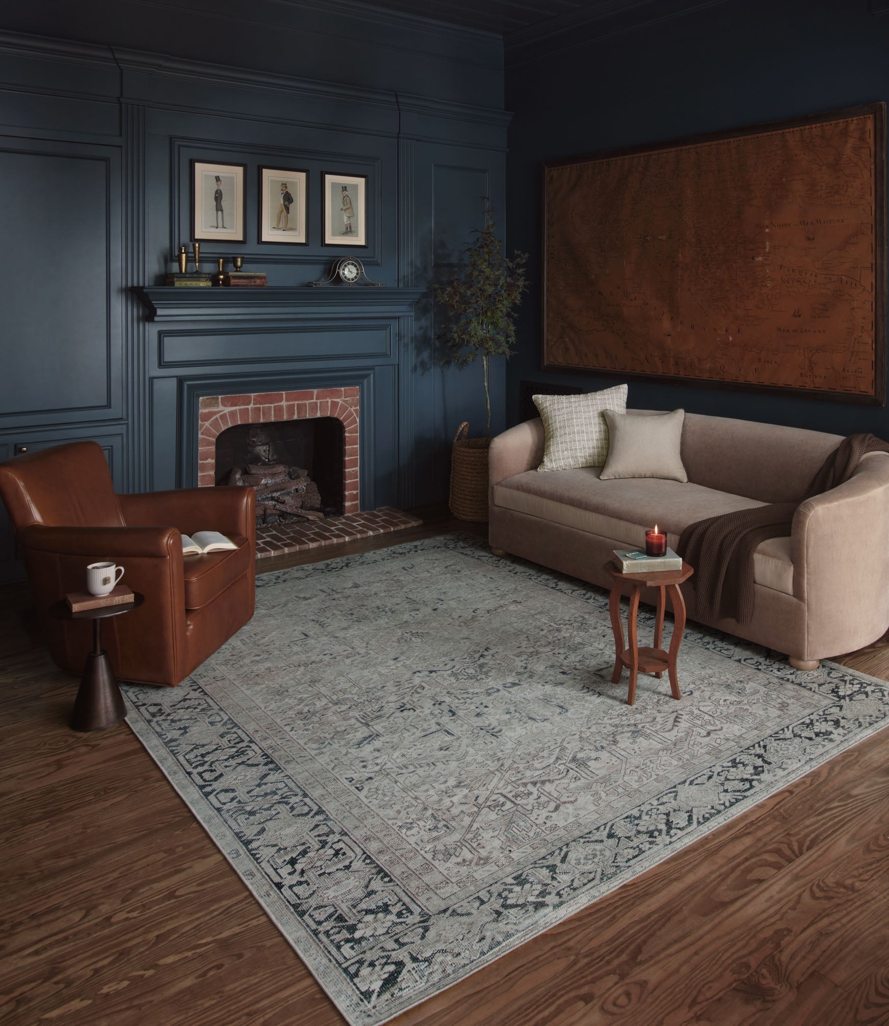 Magnolia Home by Joanna Gaines x Loloi Lenna Natural / Denim Rug White Cliff Studio Area Rugs