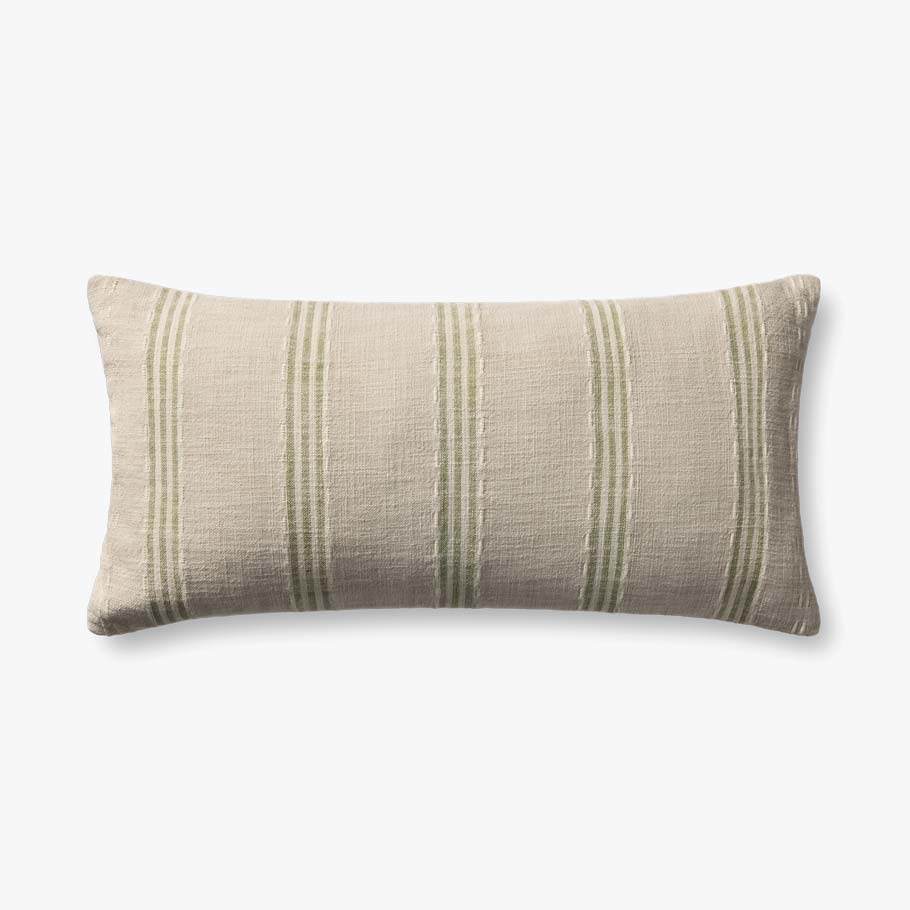 Magnolia Home by Joanna Gaines x Loloi Lincoln Natural / Green Pillow White Cliff Studio Throw Pillows