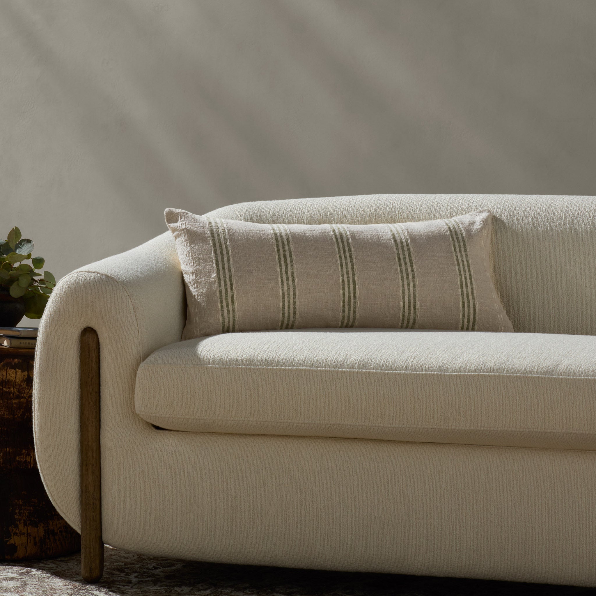 Magnolia Home by Joanna Gaines x Loloi Lincoln Natural / Green Pillow White Cliff Studio Throw Pillows