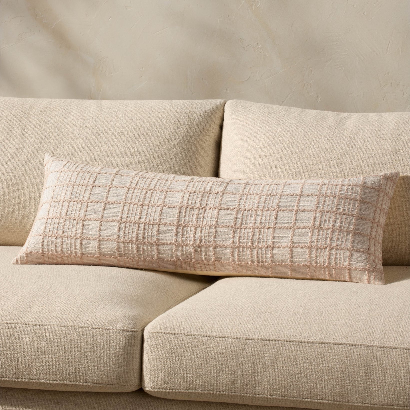 Magnolia Home by Joanna Gaines x Loloi Liv PMH0064 Beige 13'' x 35'' Cover Only Pillow