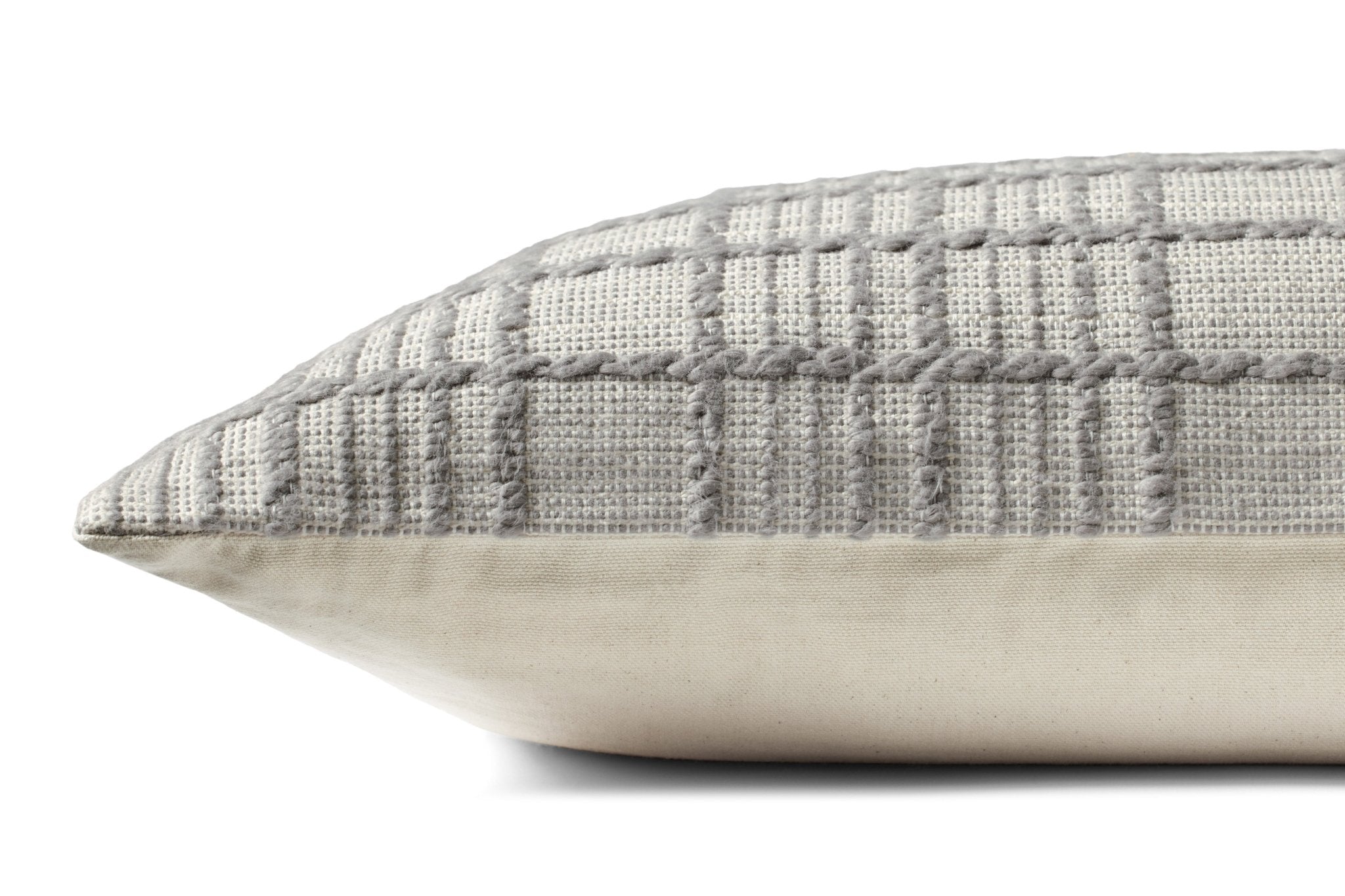 Magnolia Home by Joanna Gaines x Loloi Liv PMH0064 Grey 13'' x 21'' Cover Only White Cliff Studio Throw Pillows