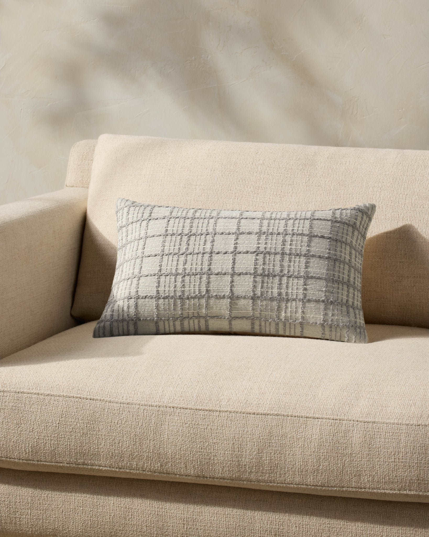 Magnolia Home by Joanna Gaines x Loloi Liv PMH0064 Grey 13'' x 21'' Cover Only White Cliff Studio Throw Pillows