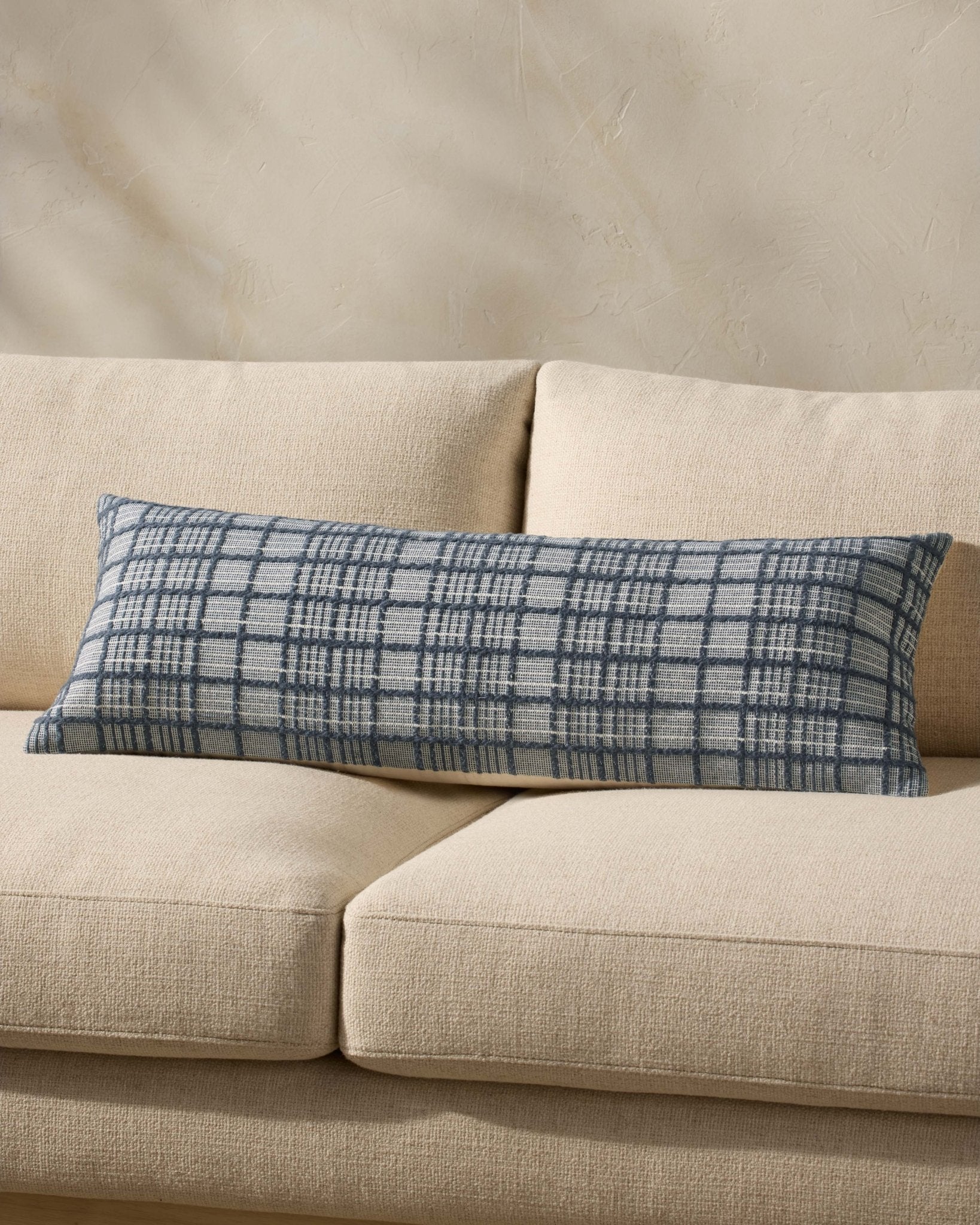 Magnolia Home by Joanna Gaines x Loloi Liv PMH0064 Navy 13'' x 21'' Cover Only White Cliff Studio Throw Pillows