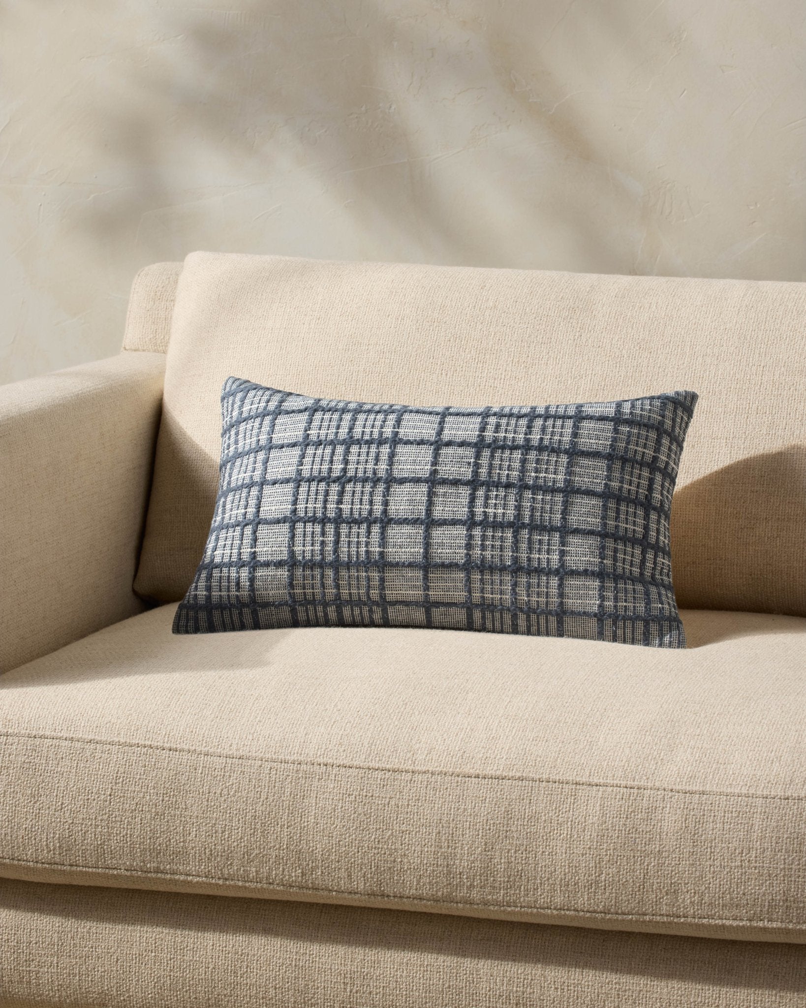 Magnolia Home by Joanna Gaines x Loloi Liv PMH0064 Navy 13'' x 21'' Cover Only White Cliff Studio Throw Pillows