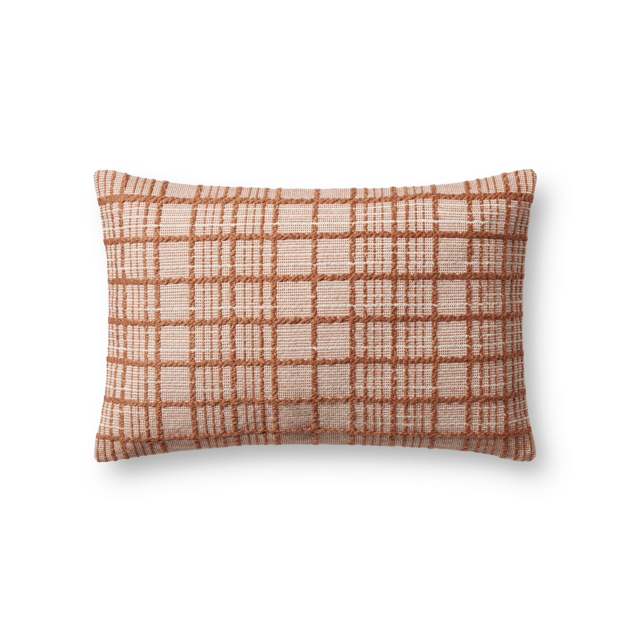Magnolia Home by Joanna Gaines x Loloi Liv PMH0064 Rust 13'' x 21'' Cover Only White Cliff Studio Throw Pillows