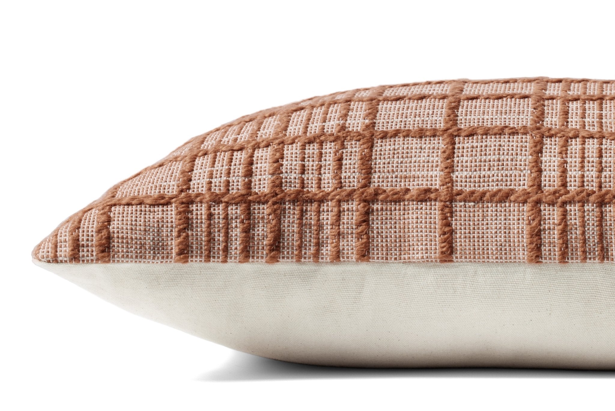 Magnolia Home by Joanna Gaines x Loloi Liv PMH0064 Rust 13'' x 21'' Cover Only White Cliff Studio Throw Pillows