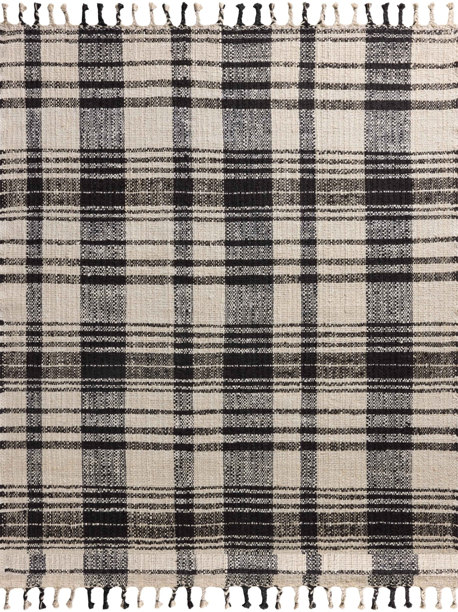 Magnolia Home by Joanna Gaines x Loloi Louie Ivory / Black 18" x 18" Sample Rug White Cliff Studio Area Rugs