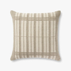 Magnolia Home by Joanna Gaines x Loloi Marion PMH0037 Sage/Beige 22'' x 22'' Cover Only Pillow White Cliff Studio Solid Pillows