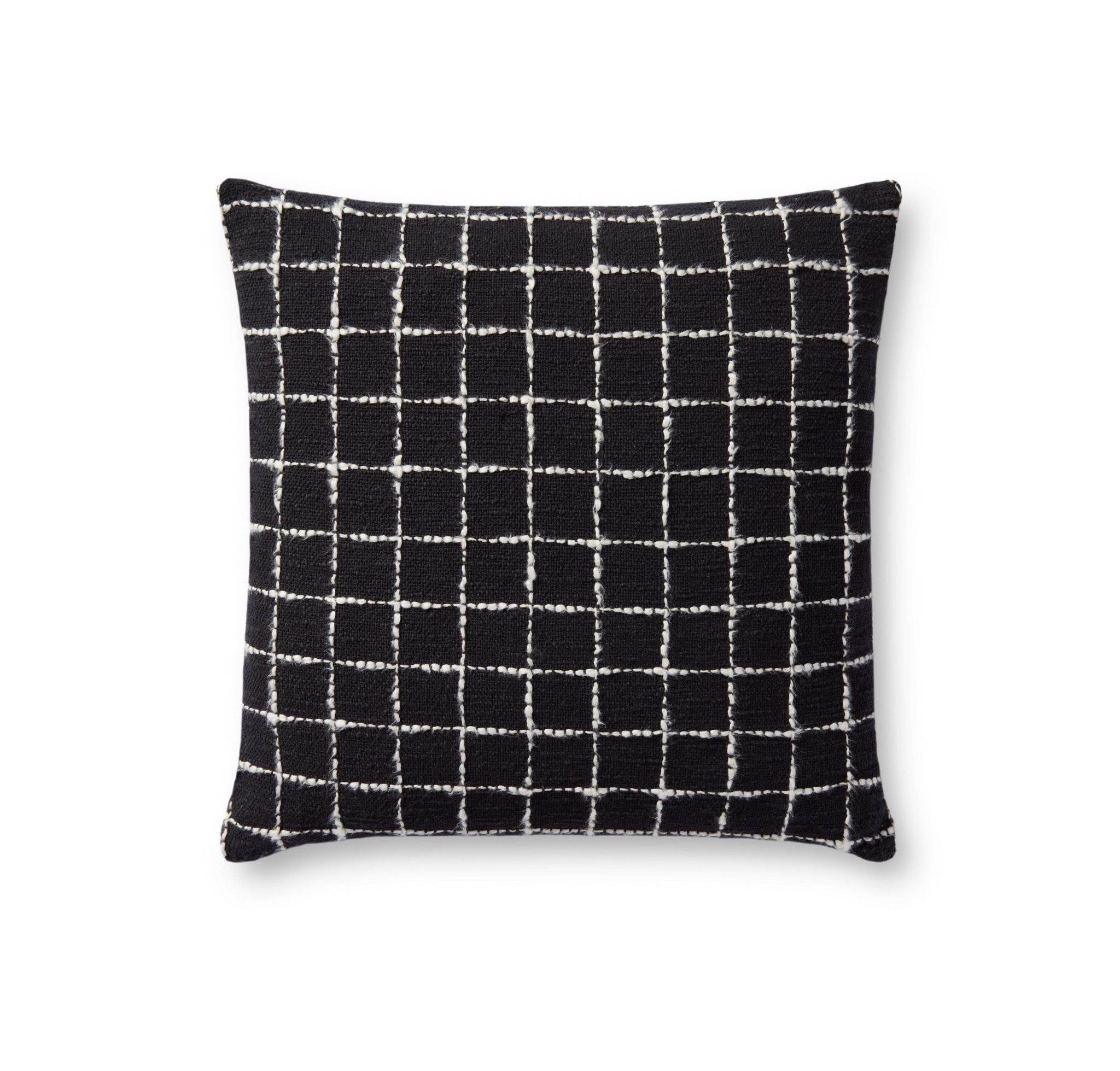 Magnolia Home by Joanna Gaines x Loloi Mary Black / Ivory 18'' x 18'' Cover w/Poly Pillow White Cliff Studio Throw Pillows