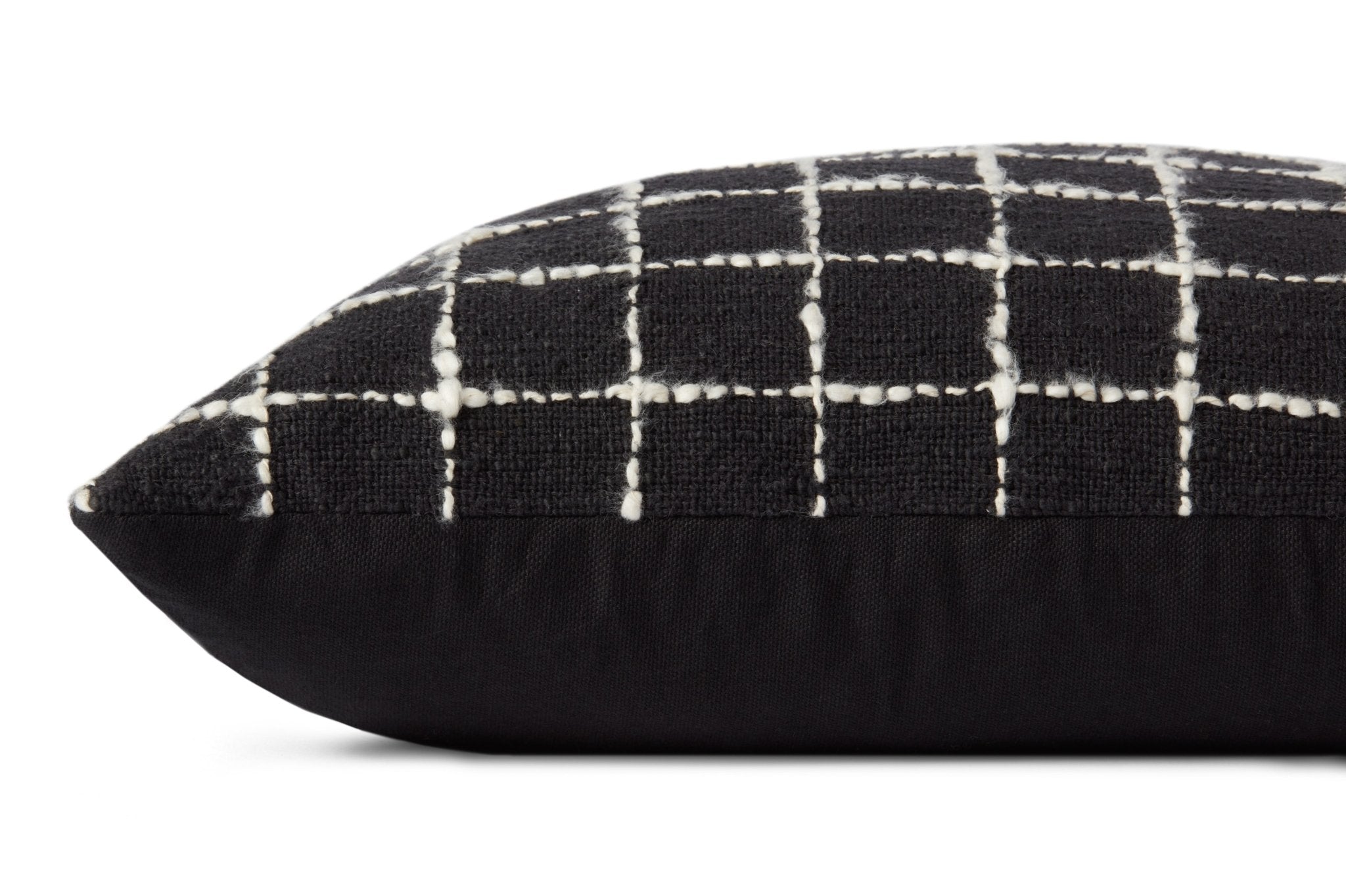 Magnolia Home by Joanna Gaines x Loloi Mary Black / Ivory 18'' x 18'' Cover w/Poly Pillow White Cliff Studio Throw Pillows