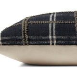 Magnolia Home by Joanna Gaines x Loloi Noah PMH0057 Charcoal 22'' x 22'' Cover w/Down Pillow White Cliff Studio Throw Pillows