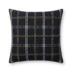 Magnolia Home by Joanna Gaines x Loloi Noah PMH0057 Charcoal 22'' x 22'' Cover w/Down Pillow White Cliff Studio Throw Pillows