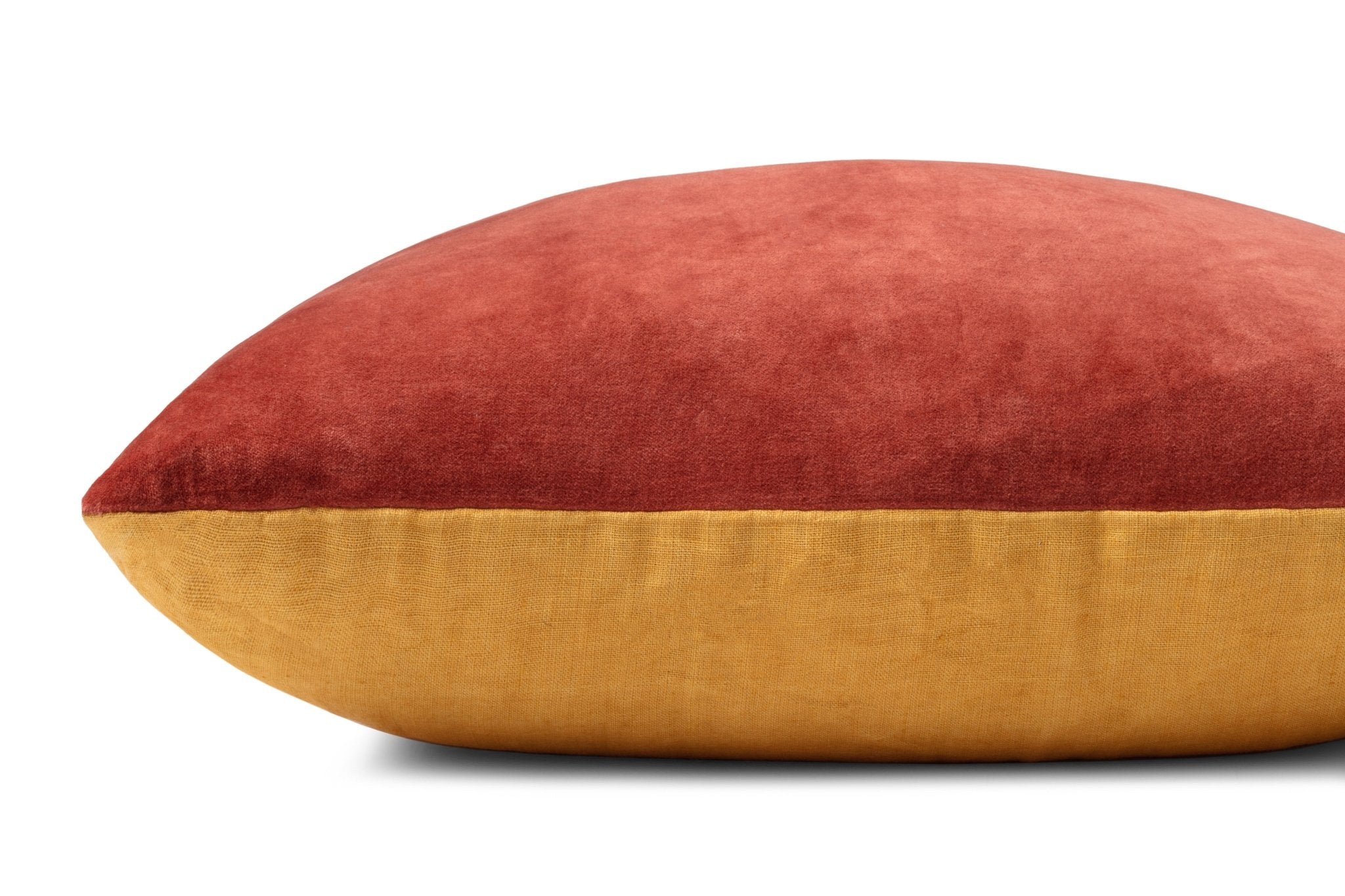 Magnolia Home by Joanna Gaines x Loloi P1153 Rust / Gold 22" x 22" Cover w/Down Pillow White Cliff Studio Throw Pillows