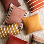 Magnolia Home by Joanna Gaines x Loloi P1153 Rust / Gold 22" x 22" Cover w/Down Pillow White Cliff Studio Throw Pillows